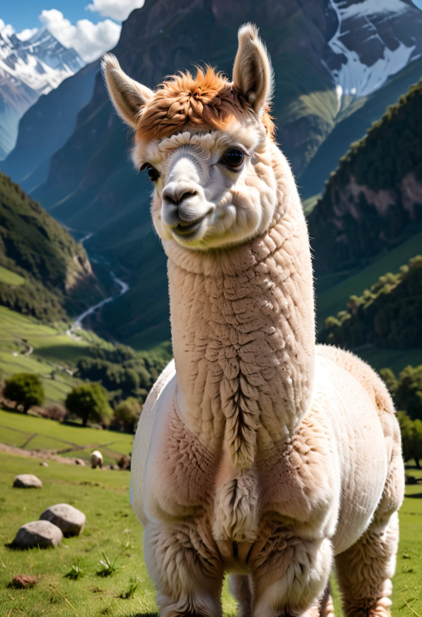 album cover of vinyl, image of A cute Alpaca, (masterpiece, best quality, Professional, perfect composition, very aesthetic, absurdres, ultra-detailed, intricate details:1.3)