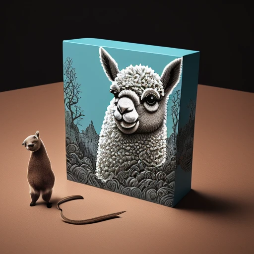 album cover design, vinyl record, packaging box design, A cute Alpaca, Anthropomorphic animal as a singer, (masterpiece, best quality, Professional, perfect composition, very aesthetic, absurdres, ultra-detailed, intricate details:1.3)