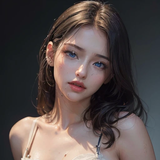 ((8K, top-quality, ​masterpiece, 超A high resolution, Photorealsitic:1.5)), 1girl in, age19, Perfect dynamic composition, Highly detailed eye and face texture:1.3, Fair skin, (Beautiful blue eyes, Erotic eyes:1,3, (Face feeling ecstasy:1.3, Sexy face:1.3), A mouthfeel that feels beautiful eros:1.2, Facial expression when you feel that you are being caressed violently:1.2, Facial expressions when receiving pleasure:1.2, Expression drowning in pleasure:1.2, (sharp focus, Cinematic lighting), mouth partly open, swooning, sensual lips, symmetrical eyes, beautiful, (((Too erotic)))
