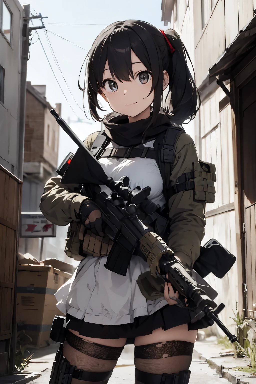 anime girl cute with a MK13 Mod 5 sniper rifle