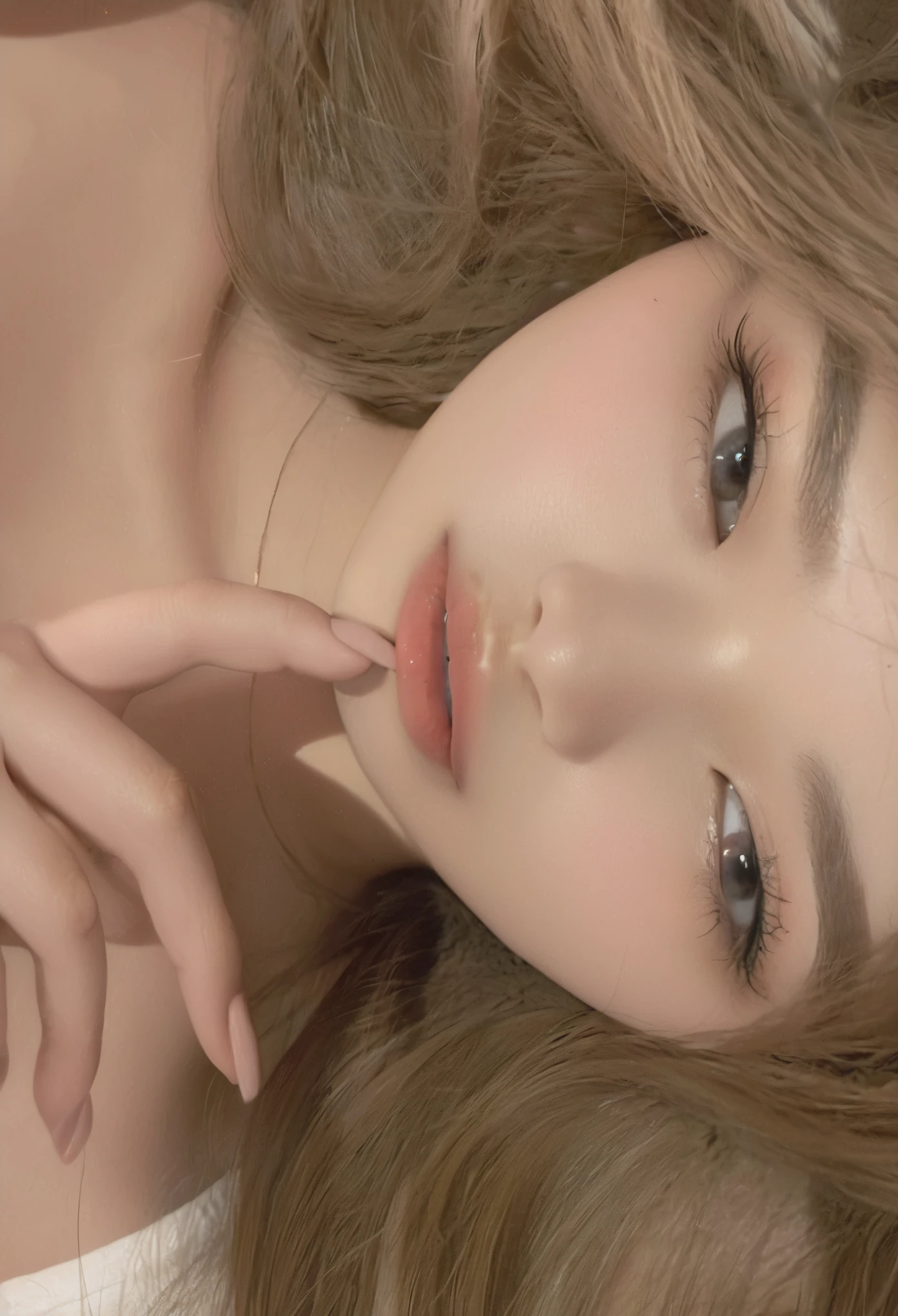 hay una mujer con un dedo en los labios y una camisa blanca, Lalisa Manobal, Hermoso rostro estetico, labios claros y de alta calidad, maquillaje suave, cara sexy, ojos y labios, small lips pointed nose, Lalisa Manoban de Blackpink, cara sexy with full makeup, thin pale lips, cara perfecta ), con labios muy finos, rosé, rosé blackpink