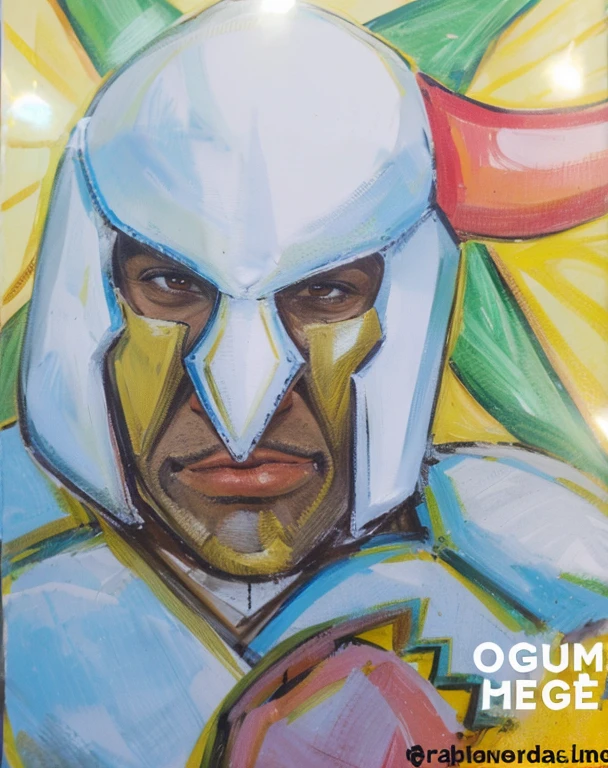 Homem negro com armadura , forte , olhar poderoso