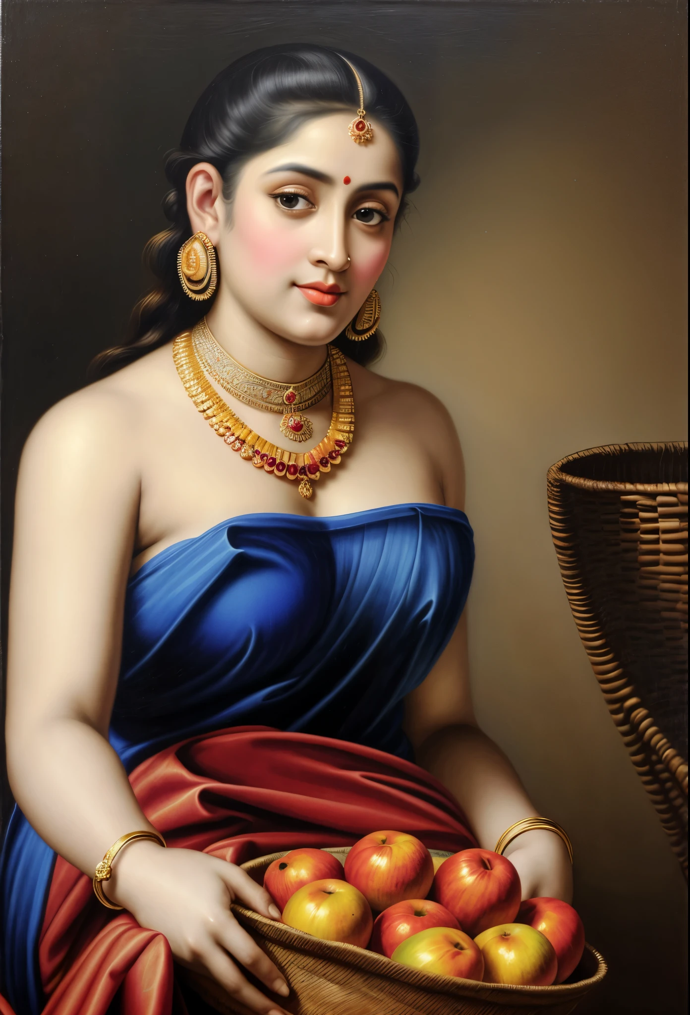 Looks like Jannat Zubair, Beautiful Indian Woman, wearing saree, sari Beauty, gorgeous, Apsara, Maharani, royal queen woman, nymph from Hindu Mythology, Urvashi, matchless beauty, Highly detailed, Oil Painting by Peter Paul Rubens inspired by Raja Ravi Varma, Matchless beauty, captivating, gorgeous, heavenly beauty, celestial beauty, by Peter Paul Rubens, , realistic, hyper realistic, micro details, incredible artwork, insane details, ultra High resolution, 8k, 32k, acrylic on canvas, intricate, flawless, detailed, detailed face, detailed eyes, masterpiece, by Peter Paul Rubens, by Caravaggio, by William Adolphe bouguereau, perfect face, perfect body, beautiful art, realism, baroque, renaissance Art, highly textured, beautiful and detailed eyes, uhd, best quality,
