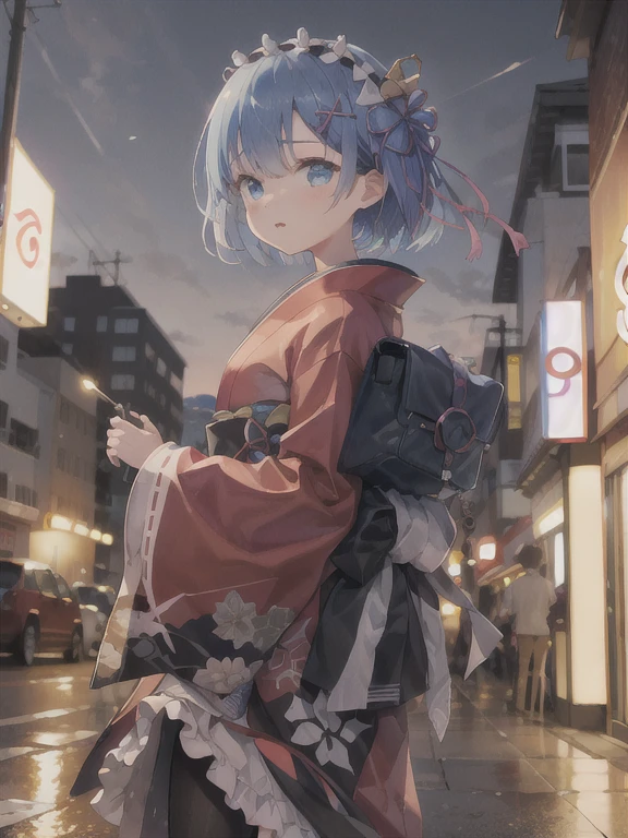 highest quality, masterpiece, One girl, teenager, alone, boredom, tired, Floating Kimono, Wide sleeves, stare, (Very detailed), Absurd, hair, let your hair down,Messy Hair, Genuine, RAW Photos, (Cowboy Shot),Red fine eyes, short hair, (photoGenuineistic:1.2), winter, night, strong rim lighting, Fighting Pose, incredibly Absurd,( Cinema Lighting), Flying Dragon