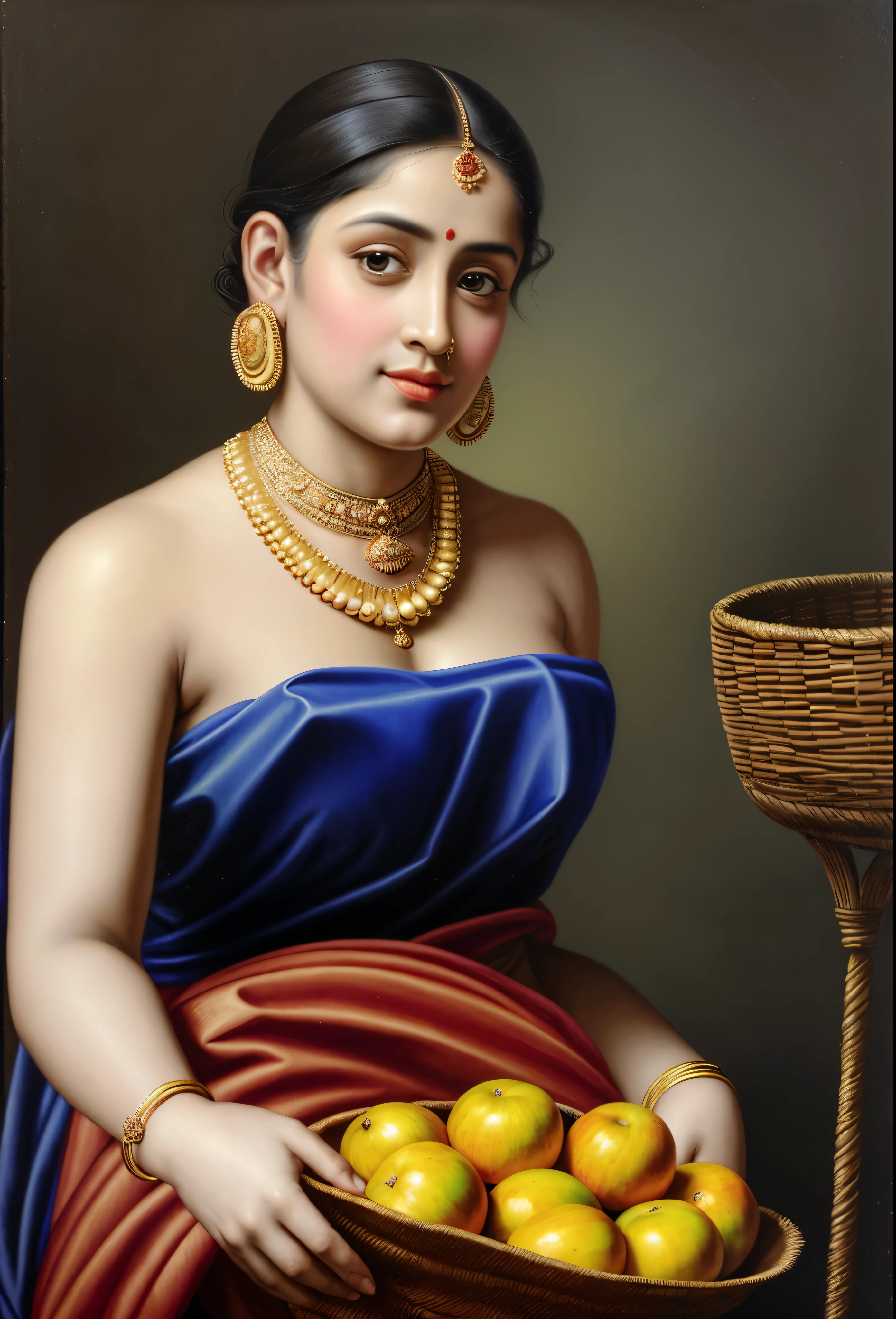 Looks like Jannat Zubair, Beautiful Indian Woman, wearing saree, sari Beauty, gorgeous, Apsara, Maharani, royal queen woman, nymph from Hindu Mythology, Urvashi, matchless beauty, Highly detailed, Oil Painting by Peter Paul Rubens inspired by Raja Ravi Varma, Matchless beauty, captivating, gorgeous, heavenly beauty, celestial beauty, by Peter Paul Rubens, , realistic, hyper realistic, micro details, incredible artwork, insane details, ultra High resolution, 8k, 32k, acrylic on canvas, intricate, flawless, detailed, detailed face, detailed eyes, masterpiece, by Peter Paul Rubens, by Caravaggio, by William Adolphe bouguereau, perfect face, perfect body, beautiful art, realism, baroque, renaissance Art, highly textured, beautiful and detailed eyes, uhd, best quality,