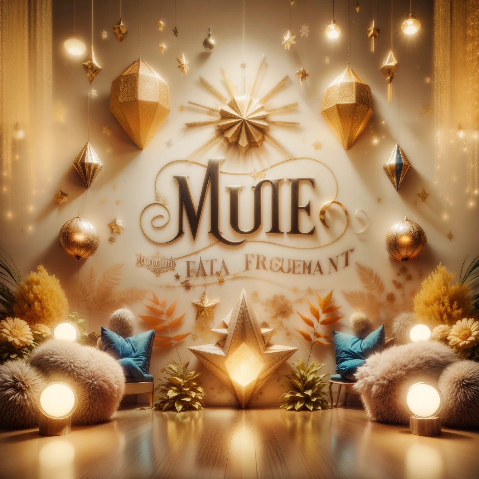 there is a large display of decorations and lights in a room, mudo, matt mudo colour background, mudo dramatic colours, mudo colors, Matte 3D illustration, mula, c4d”, morte, morte painting mix rendering, you, por Tadeusz Pruszkówski, lieutenant Zoran Mušič, matte volumetric lighting, gracinha