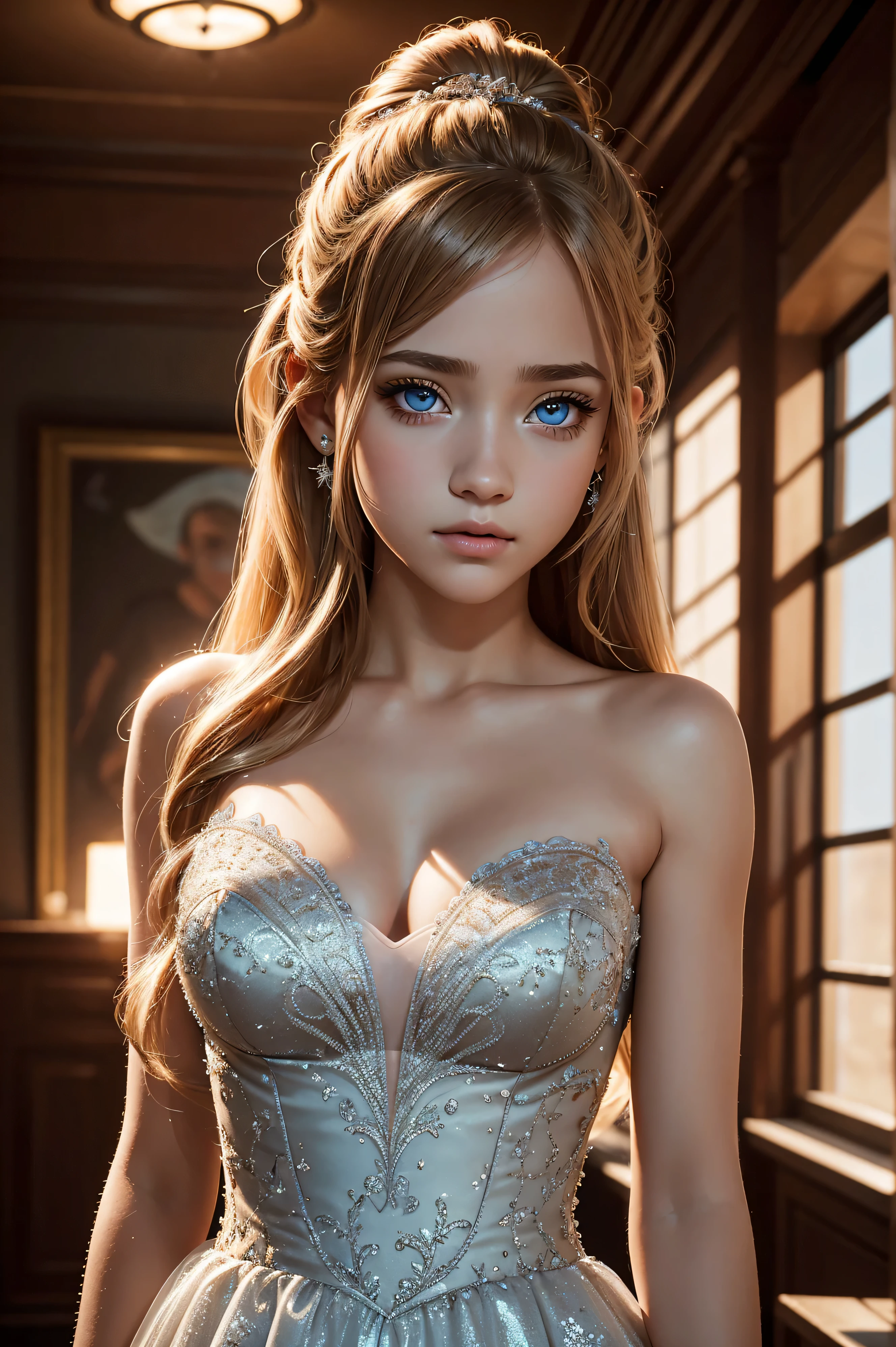 Brynn Cartelli, wearing ball gown siren costume transparent. professionally retouched, soft lighting, realistic, smooth face, perfect eyes, sharp focus on eyes, 8 k, high definition, insanely detailed, intricate, elegant. against the background of the school room.