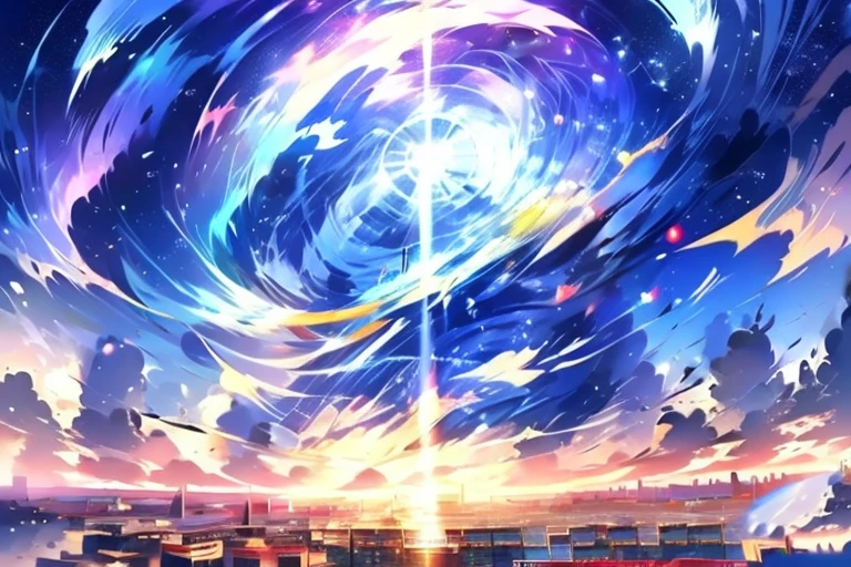 blue sky, day, through the window, city, anime background, banner pic for yt