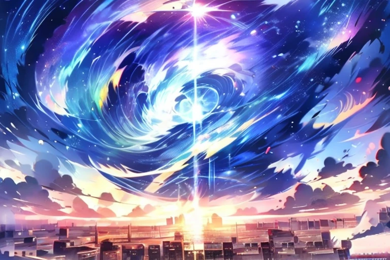 blue sky, day, through the window, city, anime background, banner pic for yt