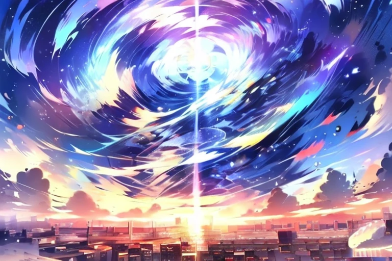 blue sky, day, through the window, city, anime background, banner pic for yt