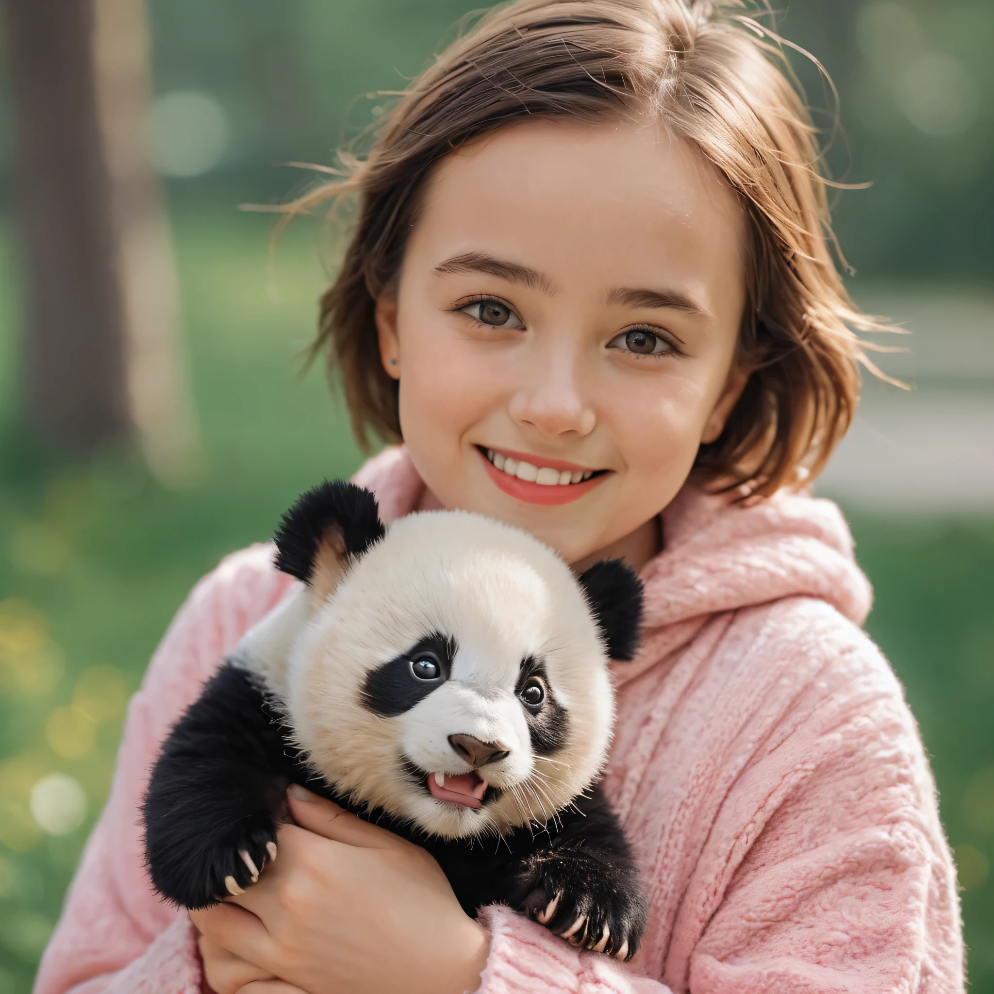 masterpiece, best quality, highly detailed, sharp focus, dynamic lighting, vivid colors, texture detail, particle effects, 16k, HDR, subject-background isolation, kodak film by Brandon Woelfel Ryan McGinley,
1 baby panda, smile