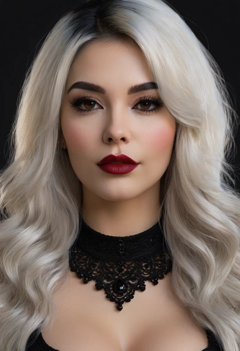 RAW photo of a beautiful young 18 yo English woman, color photograph, (close up portrait,) shadows, ((futuristic silver wing eyeliner)), dark lip gloss, ((glowing pale skin)), leaning towards viewer, looking at viewer, sexy, erotic pose, smirk, shy, expressive hair, perfect facial features, perfect realistic skin, masterpiece, high quality, very detailed face, night bokeh background, small breasts, perfectly formed breasts, 4k, intense detail, perfect facial features, cyber cityscape background, gothic