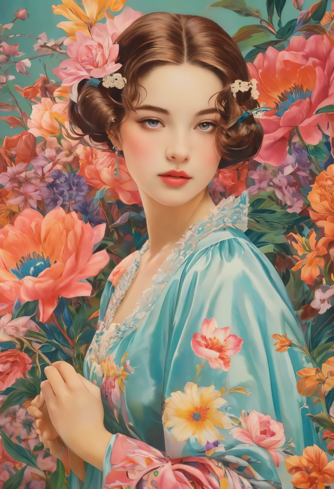 chiaroscuro technique on sensual illustration of an elegant queen , vintage ,silky dress, matte painting, by John Singer Sargent, by Harumi Hironaka, extremely soft colors, vibrant, pastel, highly detailed, digital artwork, high contrast, A creature taken from children's nightmares.