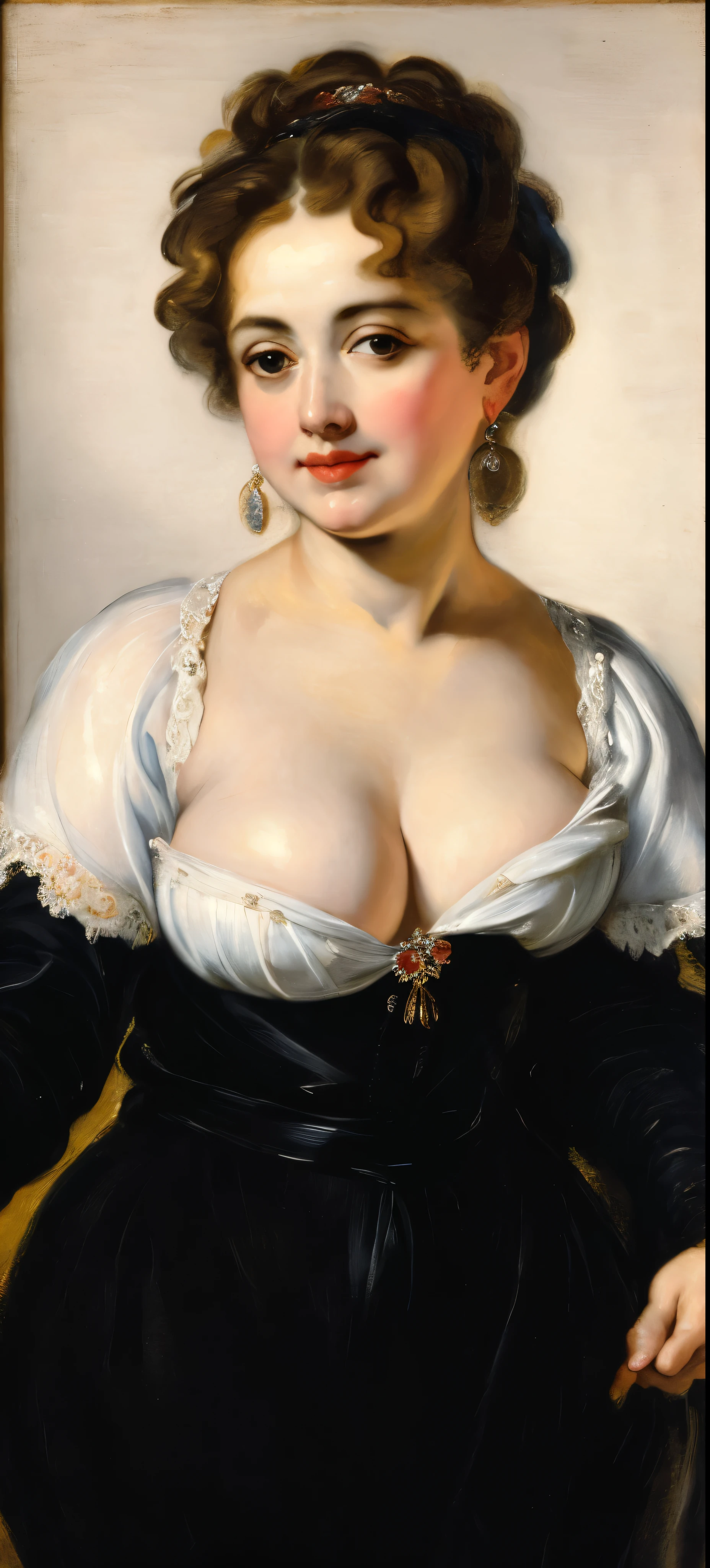 portrait painting of a thick Beautiful middle aged woman, extremely gorgeous , by Peter Paul Rubens, in Peter Paul Rubens style, by Caravaggio, intricate, flawless, masterpiece, Best quality,