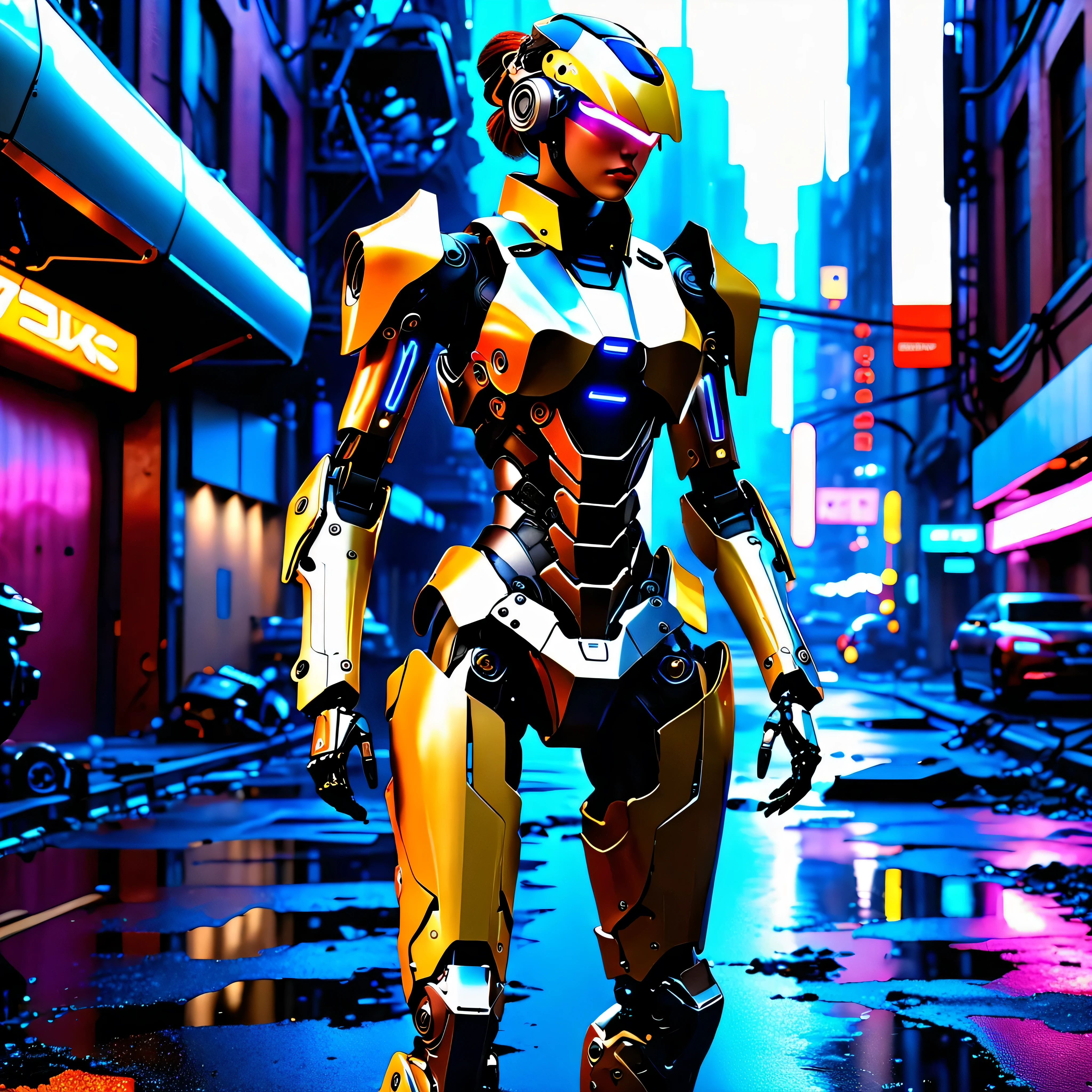 (epic best quality,16k,32k,ultra highres,masterpiece:1.2),ultra-detailed,(realistic,ultra professional photorealistic,photo-realistic:1.37),A fine,mecha-girl,fullbody,mechanized Legs,full-prosthesis,heavy,high Boots,metallic sheen,glowing LED lights,visibly intricate gears,powerful hydraulic pistons,meticulous craftsmanship,cutting-edge technology,futuristic design,mechanical exoskeleton,modified human body,advanced robotics,sci-fi,ultra-modern,high-tech look,sharp edges and angles,streamlined silhouette,metal plating,industrial aesthetic,aggressive stance,confident demeanor,determined expression,dynamic pose,urban city backdrop,post-apocalyptic atmosphere,flying debris,blazing neon lights,shadowy alleyways,retro-futuristic setting,impressive scale,grandiose presence. --v 6 --s 1000 --c 20 --q 5