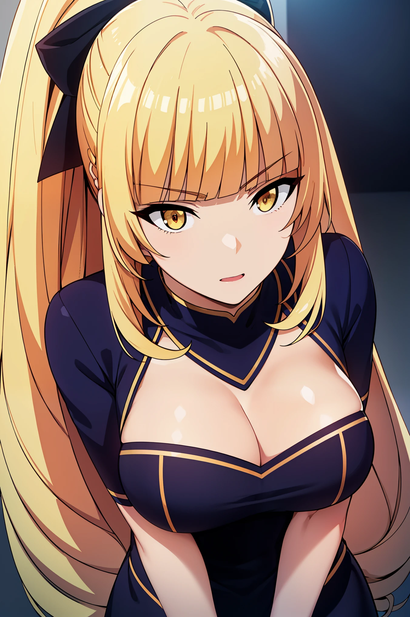 Simple White Background,
(ta_dress:1.2)
Hair ribbon, (High_ponytail:1.2), yellow eyes,(blonde_hair:1.2), blunt bangs,Long hair,
1 girl, 20yo,Young female,Beautiful Finger,Beautiful long legs,Beautiful body,
Beautiful Nose,Beautiful character design, perfect eyes, perfect face,expressive eyes,perfect balance,
BREAK looking down, from above, looking at viewer, closed mouth, (innocent_big_eyes:1.0),(Light_Smile:0.3),
official art,extremely detailed CG unity 8k wallpaper, perfect lighting,Colorful, Bright_Front_face_Lighting,White skin,
(masterpiece:1.0),(best_quality:1.0), ultra high res,4K,ultra-detailed,
photography, 8K, HDR, highres, absurdres:1.2, Kodak portra 400, film grain, blurry background, bokeh:1.2, lens flare, (vibrant_color:1.2),professional photograph,(Beautiful,large_Breasts:1.4), (beautiful_face:1.5),(narrow_waist),