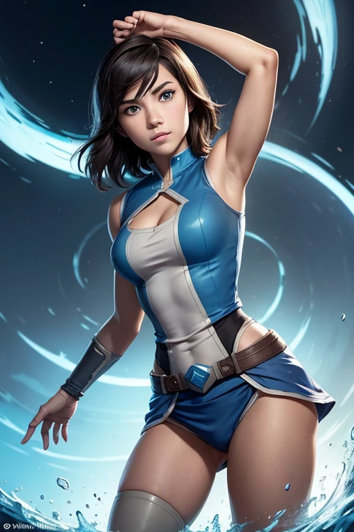1girl,solo,best quality, masterpiece, 8k,raw photo, Year 2510, Three Futuristic Sexy Topless Space Women attack with LASERS