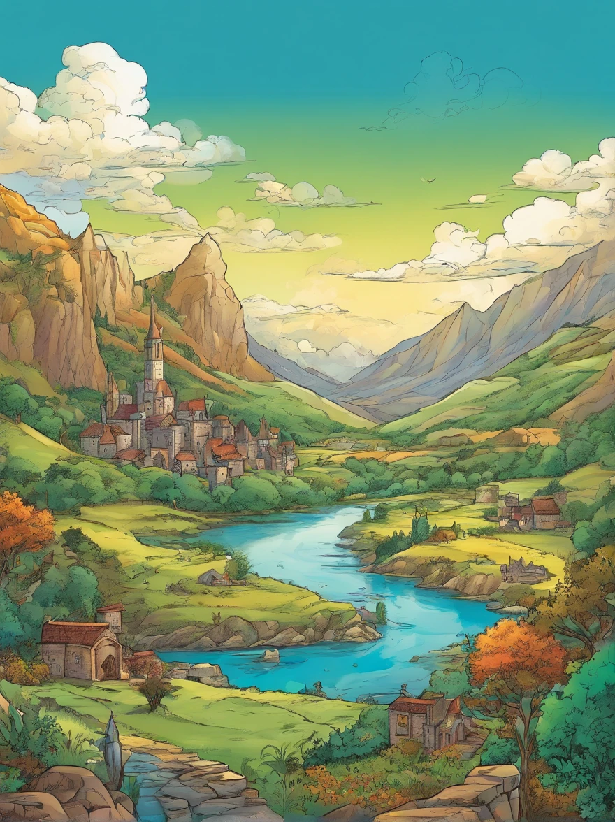 A large medioeval fantasy landscape