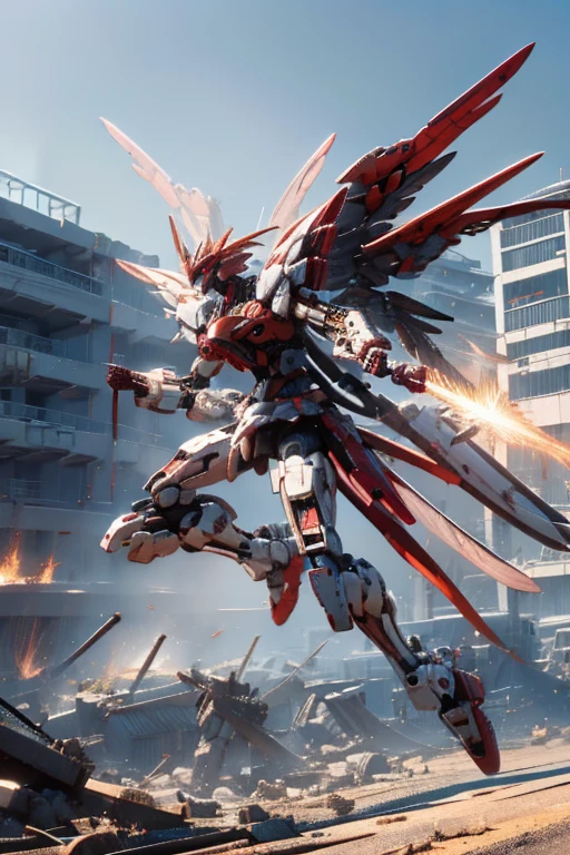 Red metallic body,A robot called Suzaku、It can be transformed into a flying type and has high maneuverability.