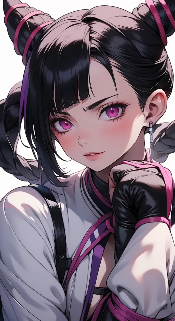 raiva,odio,brava,evil smileJuri Han, Lutador de rua(parte mestre, melhor qualidade, ultra-detalhado, Melhor sombra), (Antecedentes detalhados, Olhando para o Viewer, serious, irritado), Rosto detalhado, (better lighting), ((cinematic light)), colorido, hiper detalhe, dramatic light, detalhes intrincados
