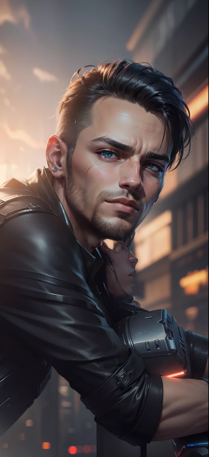 Change background cyberpunk handsome boy, realistic face, 8k, anime