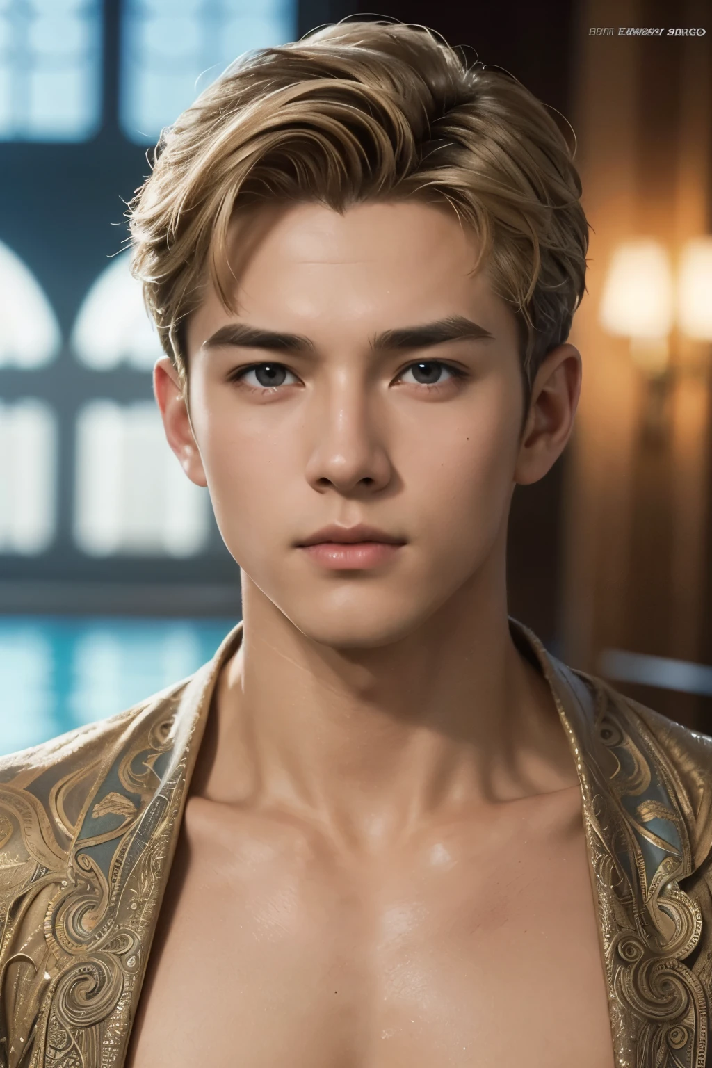 handsome swimmer, short and blonde hair, handsome twink, perfect symmetrical face, beautiful clothes, ultra realistic, concept art, elegant, ((intricate)), ((highly detailed)), depth of field, ((professionally color graded)), 8k, art by artgerm and alphonse mucha and sports illustrated
