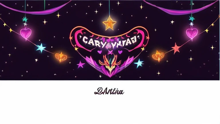 a closeup of a logo with a star and a heart, carneval, floats carnaval, witchlight carnaval, carnaval on the background, carnaval, curiosities carnaval, carnaval background, pictorial logo, brazil carnaval, carnaval de barranquilla, voidless of the festival!, oficial, carnaval mask, arte del logotipo, avatar image, noche, folklorico