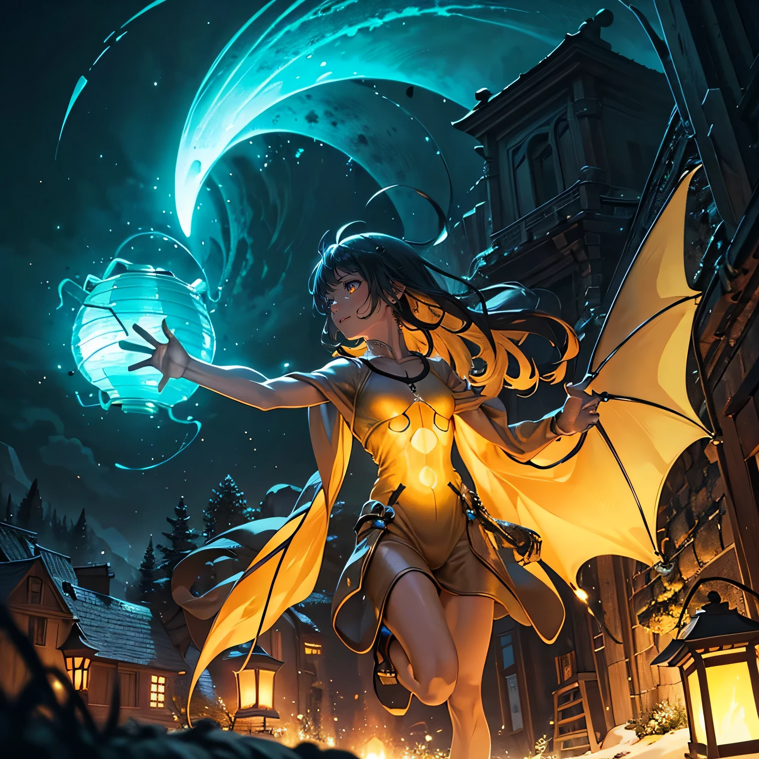 (High-definition images, atmospheric perspective, 8K, Super detailed, Accurate, highest quality), A lantern-like creature that illuminates the darkness with its vibrant bioluminescence. Its transparent body allows the light to shine through in all directions, guiding lost creatures through the depths like a beacon of hope.