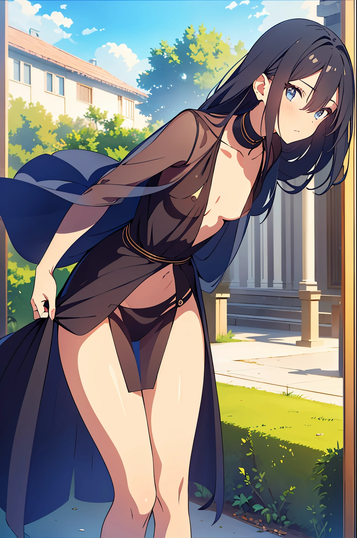 a y woman, (best quality), (masterpiece), (1girl), slim, anime, tall, (flat chested), (see through clothes), (front view), (protrait)