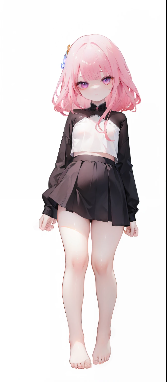 ,child,cute,pink hair,thick thigh ,mini camisole, thick thighs,flat chest,pink mini camisole,crop top,raiden, loli,child,flat chest,fullbody,perfect thighs,standing, thick thighs, blushing,loli,child, standing straight, head to toe capture on the frame,loli,,loli toes,bare feet,, ,white background, cute,open abdomen,perfect body ratio, body ratio, white background, front facing, looking at viewer, ,, baby girl