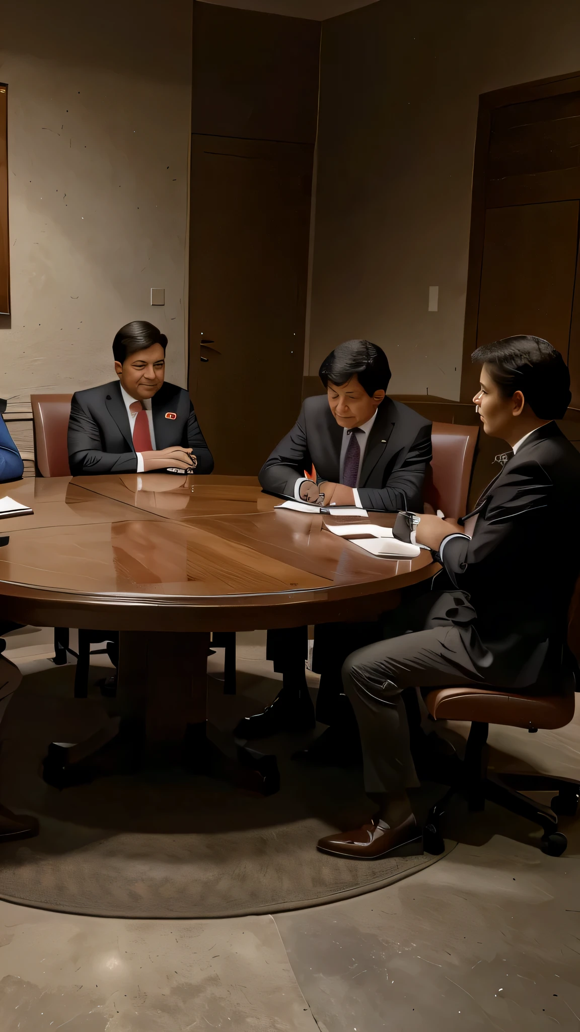 several men in suits sitting around a round table with papers, scene from live action movie, still from a live action movie, production still, film still dnd, highlight scene of the movie, movie frame still, business meeting, realistic movie still, screenshot from a movie, shot with canon eoa 6 d mark ii, still from a movie