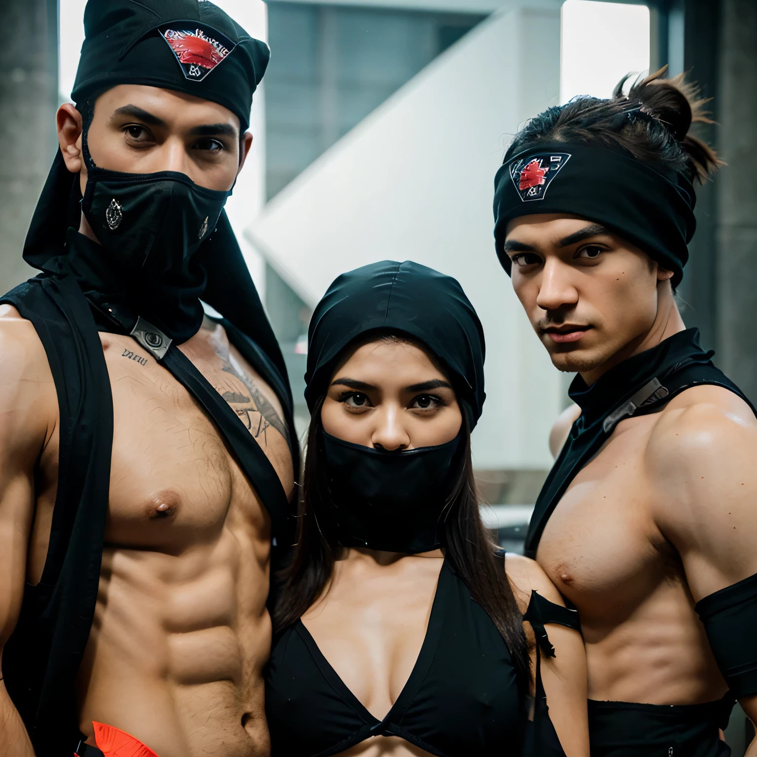 Ninja guys,and a girl