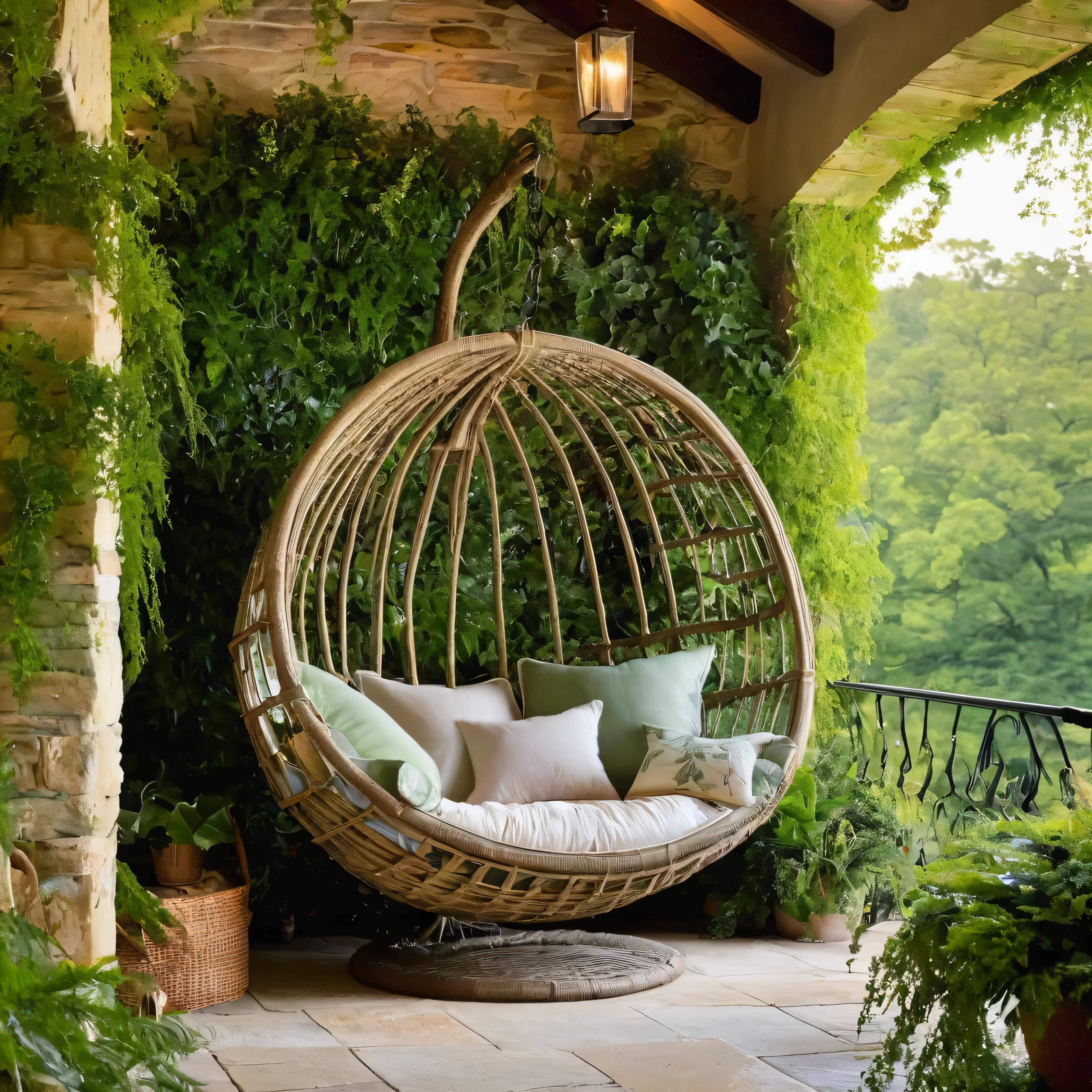 Step into the tranquil oasis of my European-style Relaxation Nook, adorned with inviting hammocks or swing chairs that beckon you to unwind and rejuvenate. Bathed in soft, ambient lighting, the space exudes a serene ambiance, perfect for unwinding after a long day. Weathered stone walls draped in verdant moss and adorned with cascading creepers enclose the nook, creating a cozy retreat nestled amidst nature's embrace. The latest in outdoor furniture fills the space, offering plush seating options where you can sink into comfort and let your worries drift away. Vibrant blooms and lush greenery envelop the nook, infusing the space with vibrant colors and soothing scents, while the gentle rustle of leaves adds to the tranquil atmosphere. Whether you're lounging alone with a good book or enjoying leisurely conversations with loved ones, my Relaxation Nook promises a blissful escape from the hustle and bustle of everyday life, allowing you to fully immerse yourself in moments of relaxation and peace.