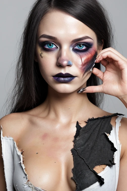 Torn clothes, ruined makeup