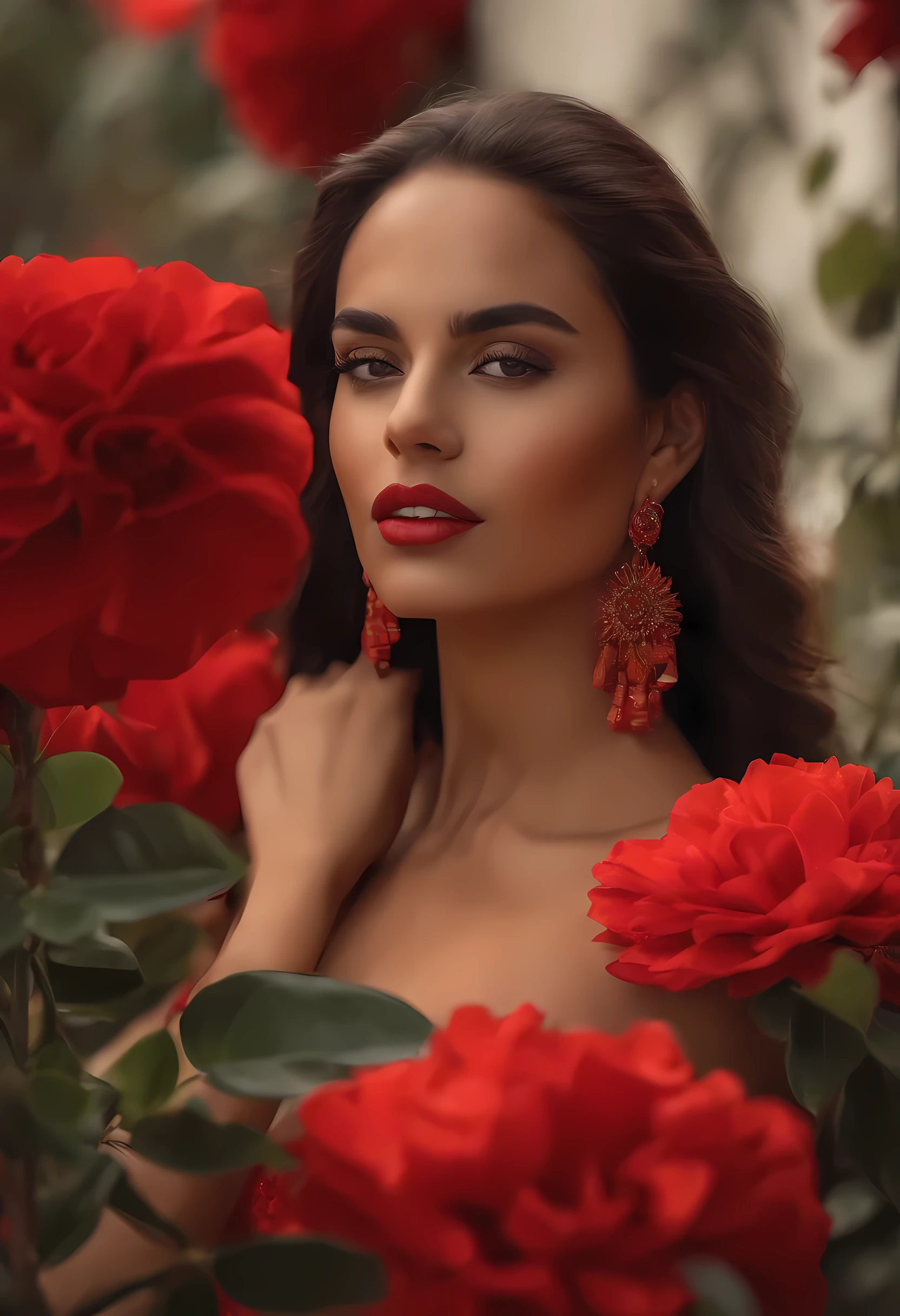 Flor roja y chica