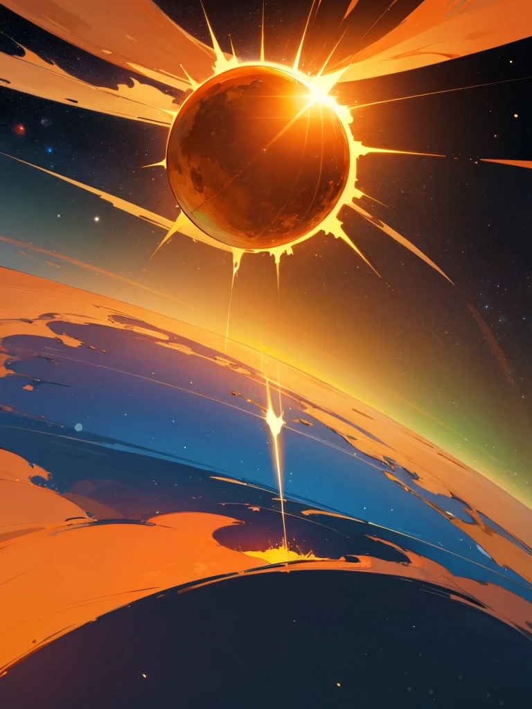 radiant sun, profound space, wallpaper, no people, background only