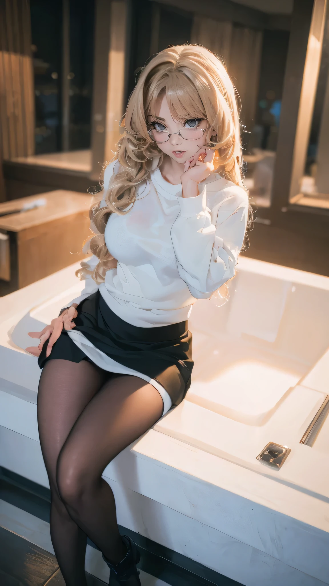 (random porn pose),(random hairstyle),(Highest image quality,(8k),ultra-realistic,best quality, high quality, high definition, high quality texture,high detail,beautiful detailed,fine detailed,extremely detailed cg,detailed texture,a realistic representation of the face,masterpiece,Sense of presence),sweater,tight mini skirt,stockings,Engineer boot