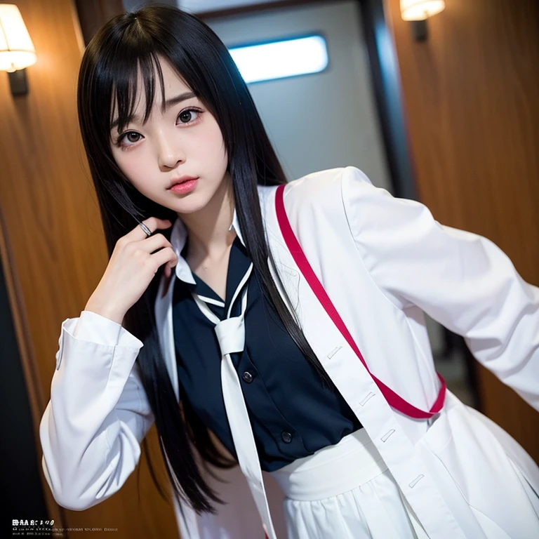 There are three enchanting pictures of a woman in a short seifuku skirt and a pristine white shirt, completely embracing the cosplay spirit as an anime girl in real life. The full-cosplay ensemble showcases the kantai collection style with intricate details and ecchi undertones, making these photos a vibrant and captivating anomaly in the anime cosplay world. Each image highlights the cosplayer's dedication to the role, embodying the anime character Ayaka with unparalleled conviction and authenticity. The ecchi style adds an enticing allure, creating a stimulating ad experience for the Japanese audience. These cosplay photos radiate the essence of anime f