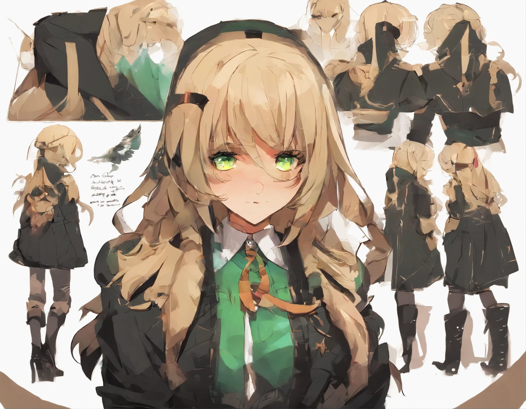 1 chica, solo, rostro, retrato, pelo largo, cola de caballo, pelo rubio, ojos verdes, pechos grandes, (chaqueta de cuero negro:1.2) , escote,  escuela, rubor, mirando al espectador, 