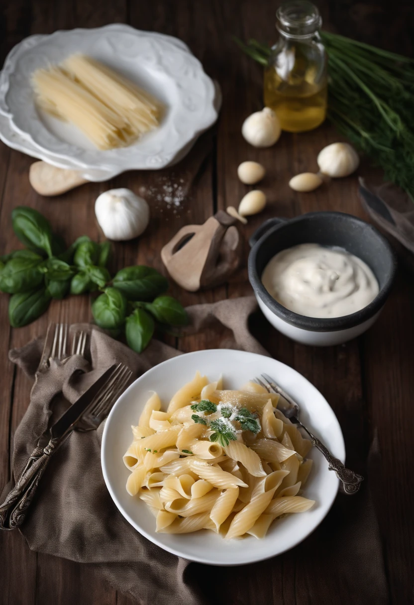 I need 1 images with the white dish with pasta with white sauce