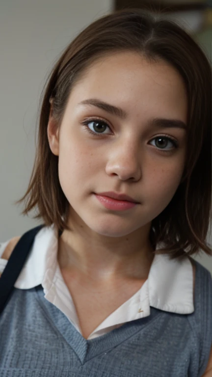 RAW UHD format、Crystal Clear、nsfw,(Real photo)、18 year old blonde photo (blue eyesをした美しい女の子), (Well-trained body、Get six-pack)、healthy beautiful girl、Droopy eyes、blue eyes、(((very small breast bulge)))、 very unreasonable、highly detailed shiny eyes、super high quality, sharpness, Shallow depth of field, Crystal Clear, Cute face, The background is blurred,Fine skin pores , intricate eye details、Fine skin、((short hair))、((No makeup))、((freckle face))、high school girl、So ridiculous、(((High School Uniform)))、