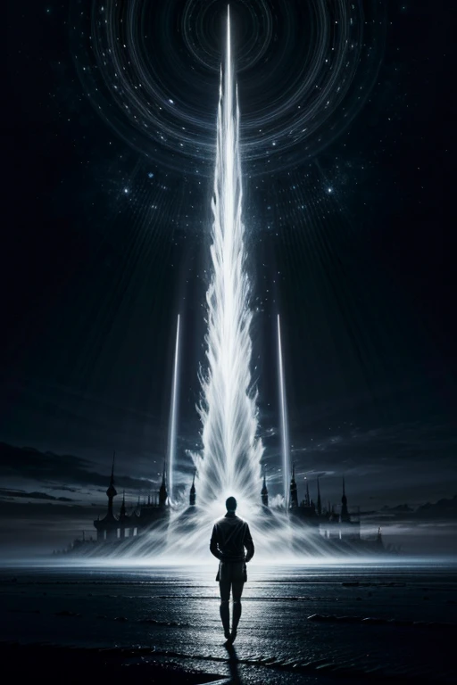 best quality,4k,8k,highres,masterpiece:1.2,ultra-detailed,realistic:1.37,HDR,UHD,ultra-fine painting,sharp focus,wide angle shot,dynamic pose,(A sandman, the God of dreams, inside his dreamlike palace, in the ethereal realm of dreams, surrounded by the mystical and ghostly dimensions.), (He is manipulating magical dust, creating illusions that transcend reality.), (His appearance features pale skin and wide, mesmerizing eyes.), (The artwork is inspired by a sci-fi aesthetic, with a dreamlike atmosphere reminiscent of Yoshitaka Amano's unique style.), (ghostly figures can be seen wandering in the background), (The colors are vivid and surreal, with a focus on mysterious lighting and rich hues.), (The image quality is of the highest standard, with an ultra-detailed and sharp focus to capture every intricate detail.), (The overall result is a masterpiece, showcasing the artist's skill in creating a mesmerizing portrayal of the Sandman and the dream realm.), sci-fi