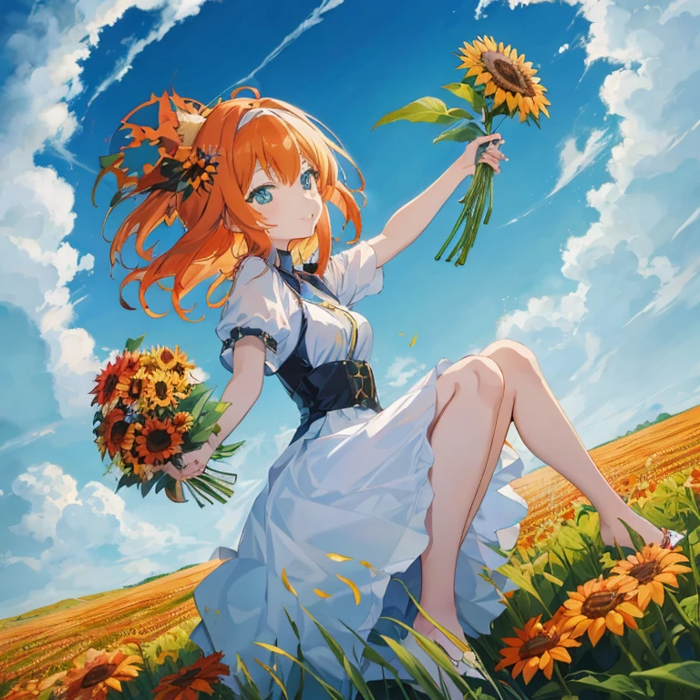 anime girl with red hair sitting in a field of sunflowers, beautiful sunflower anime girl, rin, official anime artwork, official artwork, beautiful anime art, beautiful anime artwork, epic light novel art cover, zerochan art, in field high resolution, made with anime painter studio, official art, anime style 4 k, high quality anime art, high definition anime art