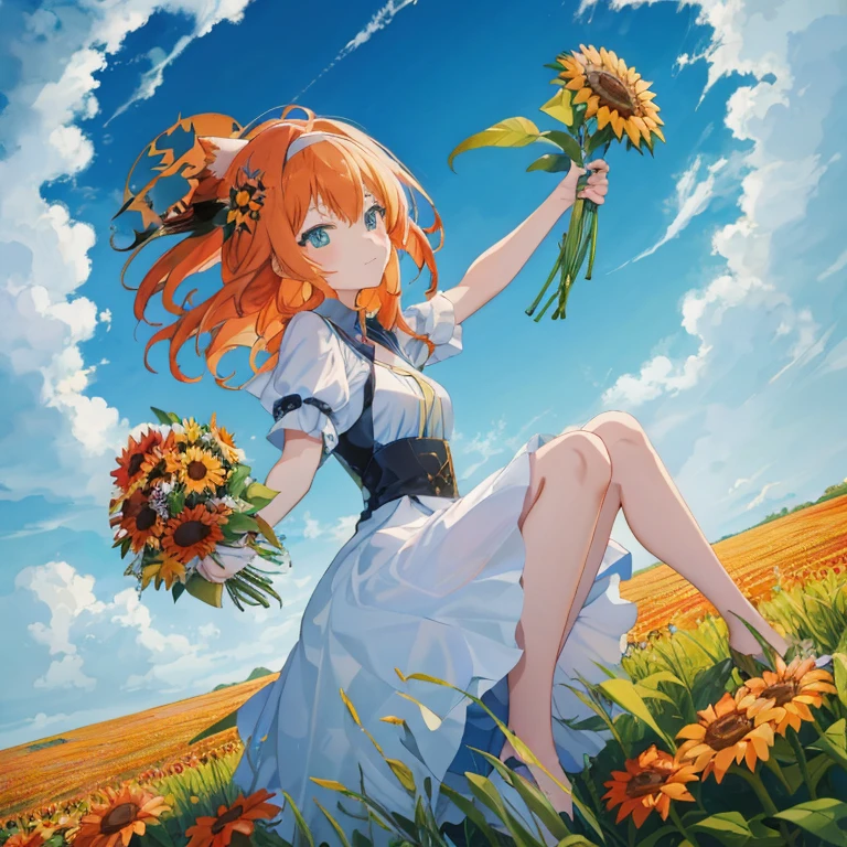 anime girl with red hair sitting in a field of sunflowers, beautiful sunflower anime girl, rin, official anime artwork, official artwork, beautiful anime art, beautiful anime artwork, epic light novel art cover, zerochan art, in field high resolution, made with anime painter studio, official art, anime style 4 k, high quality anime art, high definition anime art