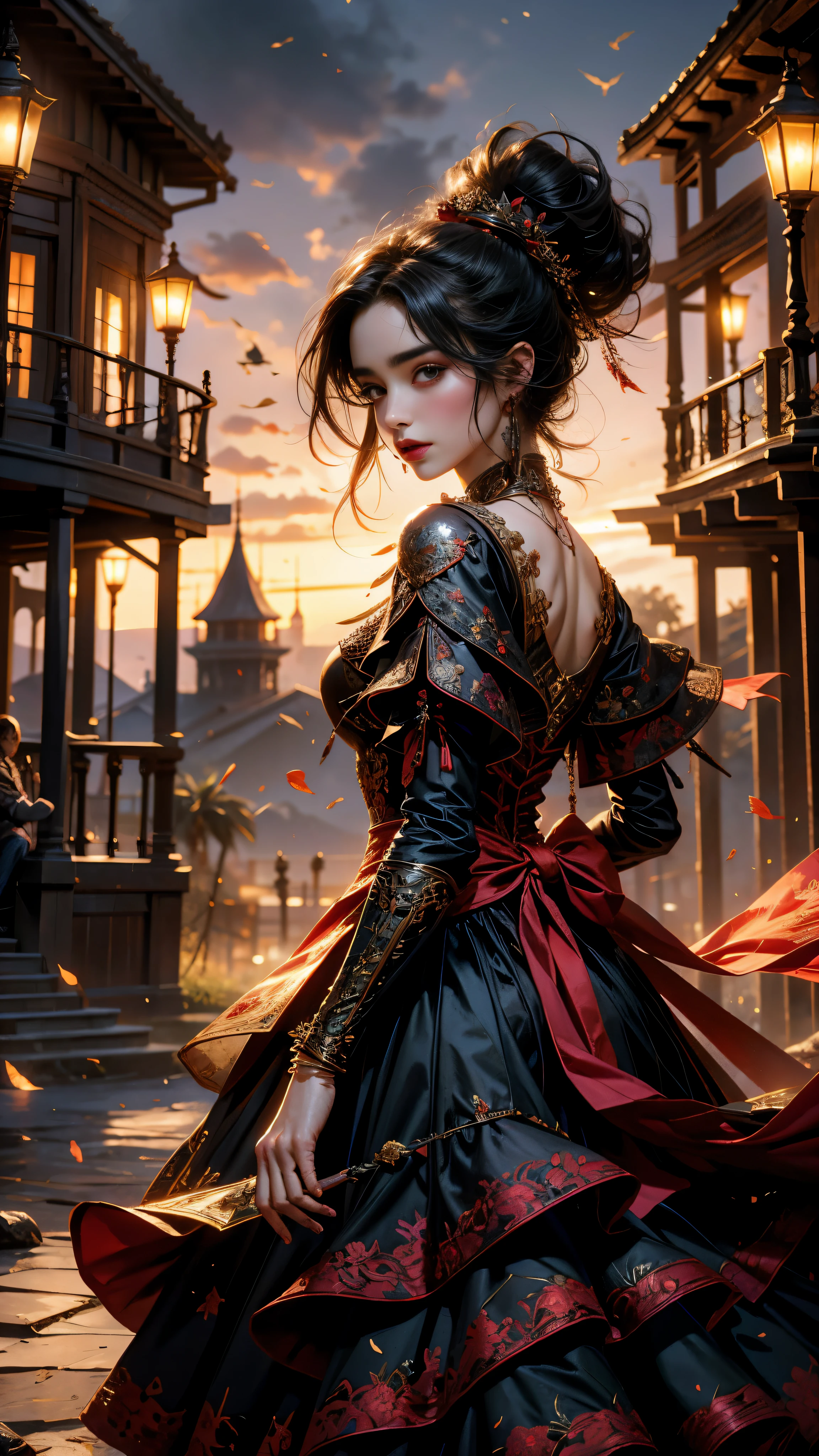 HD Art by Citemer Liu:

Lily Collins, with her raven-black curly hair cascading down her shoulders, dons a red hood adorned with intricate embroidery. Clad in medieval attire, her dress flows gracefully as she strides towards the arena, a bow and arrow in hand. The illustration captures every detail of her outfit, from the layered fabric to the authentic stitching. The scene exudes a vibrant and smooth aesthetic, with the HD art bringing out the rich colors and textures. The arena landscape is filled with bleachers, their wooden structures meticulously rendered, and an eager audience watching intently, their eyes reflecting