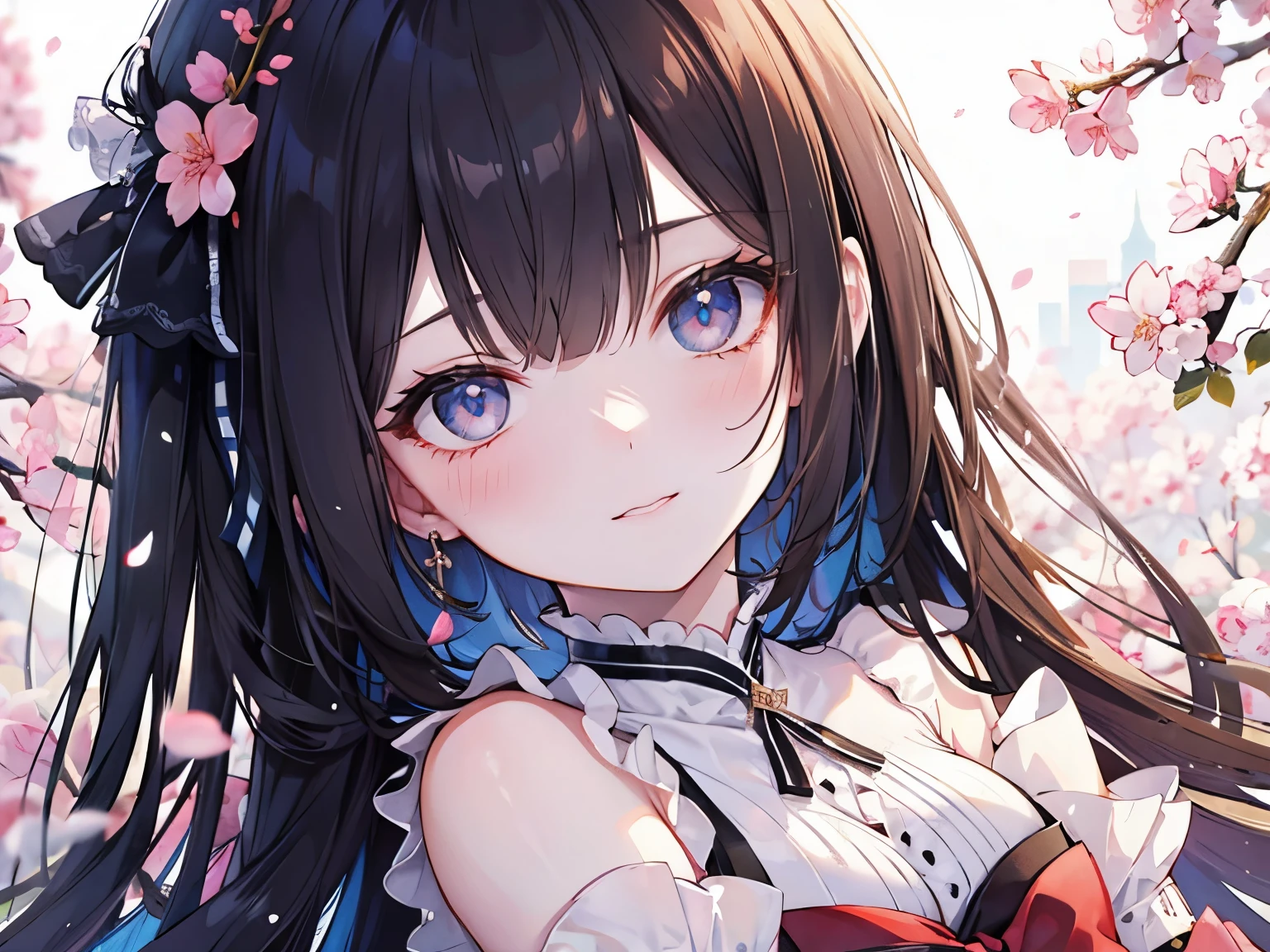 ((Best quality, 8k, Masterpiece: 1.3)), Sharp focus A beautiful woman, Highly detailed face and skin texture, Detailed eyes, Two ladys hugging each other, a row of cherry blossom trees, glint, happy, cheek-to-cheek, forehead-to-forehead