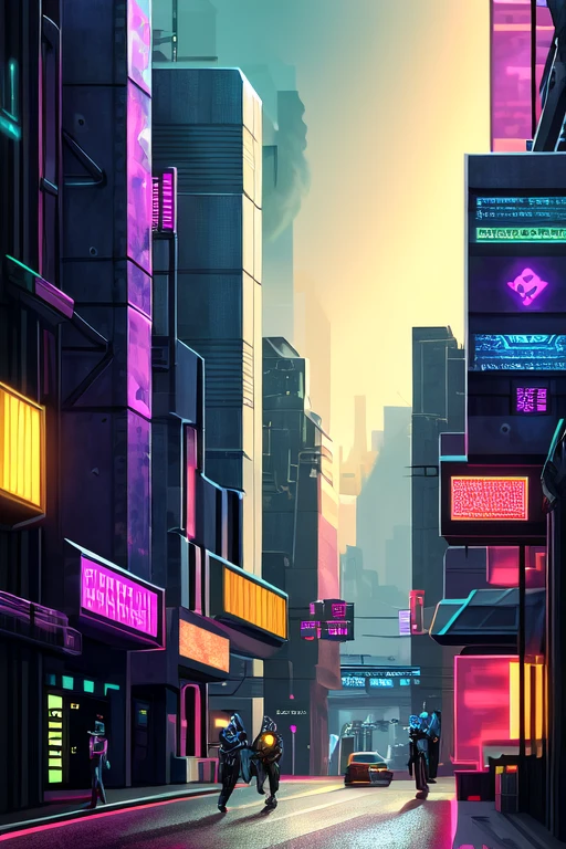 ((best quality)), ((masterpiece)), (detailed), perfect face, best quality, dynamic lighting, perfect shading, soft shading, soft colors, pastel colors, vivid colors, Protogen, futuristic city, taking place in 2XXX, Neo-Noir, Cyberpunk, East Coast, Maine, Metropolitan statistical area, Buildings are a combination of Bauhaus and Brutalist architecture