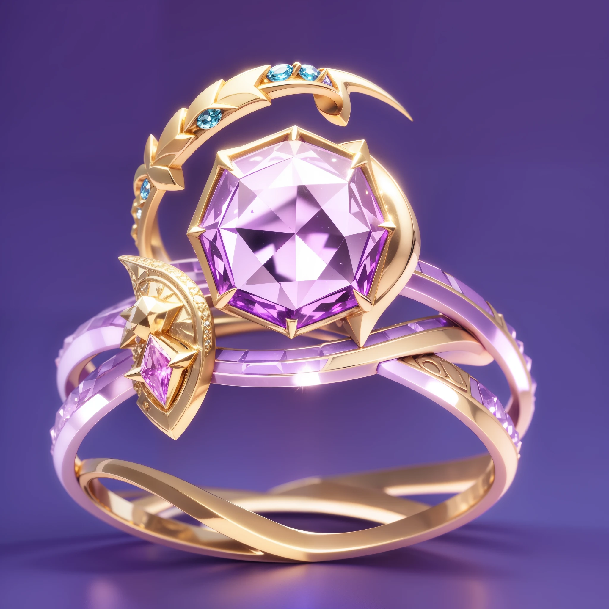 purple diamond ring with gold dragon and purple stone, magic ring with a diamond, Jewelry Design, magic crystal ring, the magical ring of three wishes, The dazzling gem on the hilt, elder ring, ring, Fantasy 3D&d magic item, gems and gold, 3D icons for mobile games, ring lit, Fantasy game spell symbols, Gold and gemstones