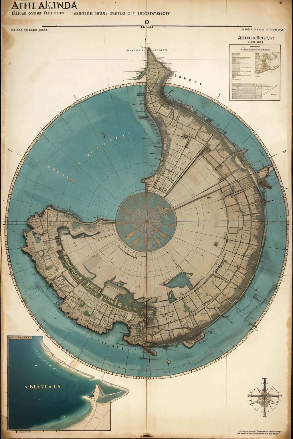 Create a map that appears very old of an atoll of imaginary islands called “Anatolia”