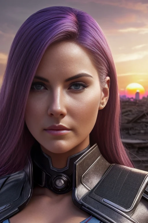 Elisha Cuthbert、Torn Suit、I'm wearing a skirt、masterpiece, 1 Girl, マーベルのサイロックとしてbeautiful女性, X-Men Psylocke Cosplay、purple suit、Fine and delicate features, Futuristic New York Background, Science fiction, blonde, Super Heroine, heroic, Perfect balance, photograph, 超Realistic, masterpiece, 8k, large format camera, 110mm lens, Dynamic Lighting, Rim lighting、Official Art, extremely detailed CG 8K wallpaper, perfect Lighting, De color, bright_amount_method_Light, piel bright, (masterpiece:1.0), (Better_quality:1.0), Ultra-high resolution, 4k , Very detailed, Director of Photography, 8K, HDR, Altas ResoLightones, (Confused:1.2), Kodak Portrait 400, Film Grain, blurred background, (Bokeh:1.2), Lens flare, (Vibrant_color:1.2), プロのphotograph撮影, (beautiful_method:1.5),More detailed 8K.Unreal Engine:1.4,Hmm.,La Better calidad:1.4, Realistic:1.4, Skin temperature:1.4, masterpiece:1.8,masterpiece, Better calidad,Object Object], (Detailed facial features:1.3),(Anti-sedentary apocalyptic destroyed city:1.4), (Apocalyptic Sunset:1.4)